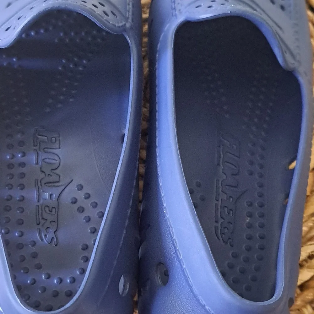 Floafers‎ Mens Blue Perforated Rubber Driving Loafers White Soles Size 11